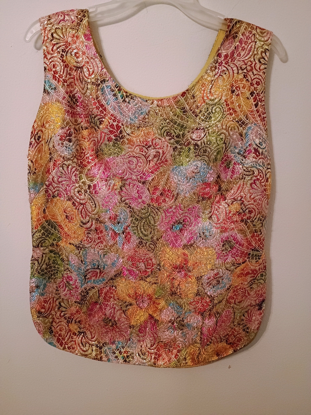 Alex Colman Vintage Multicolor Floral Brocade Sleeveless Top